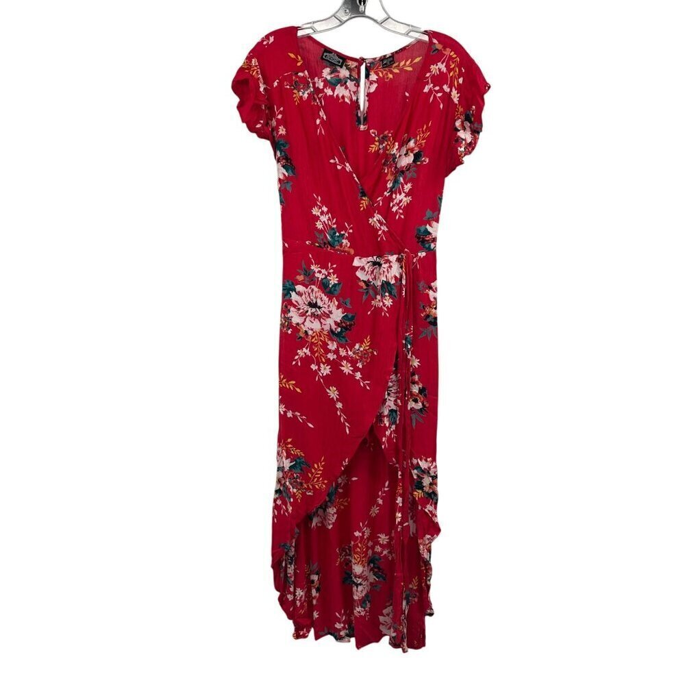 Angie Womens Floral Romper V-Neck Short Sleeve Multicolor Size Small
